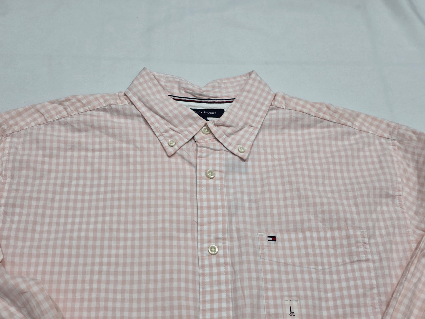 Camisa Tommy Hilfiger Grande L Classic Fit cuadro rosa (NUEVO)