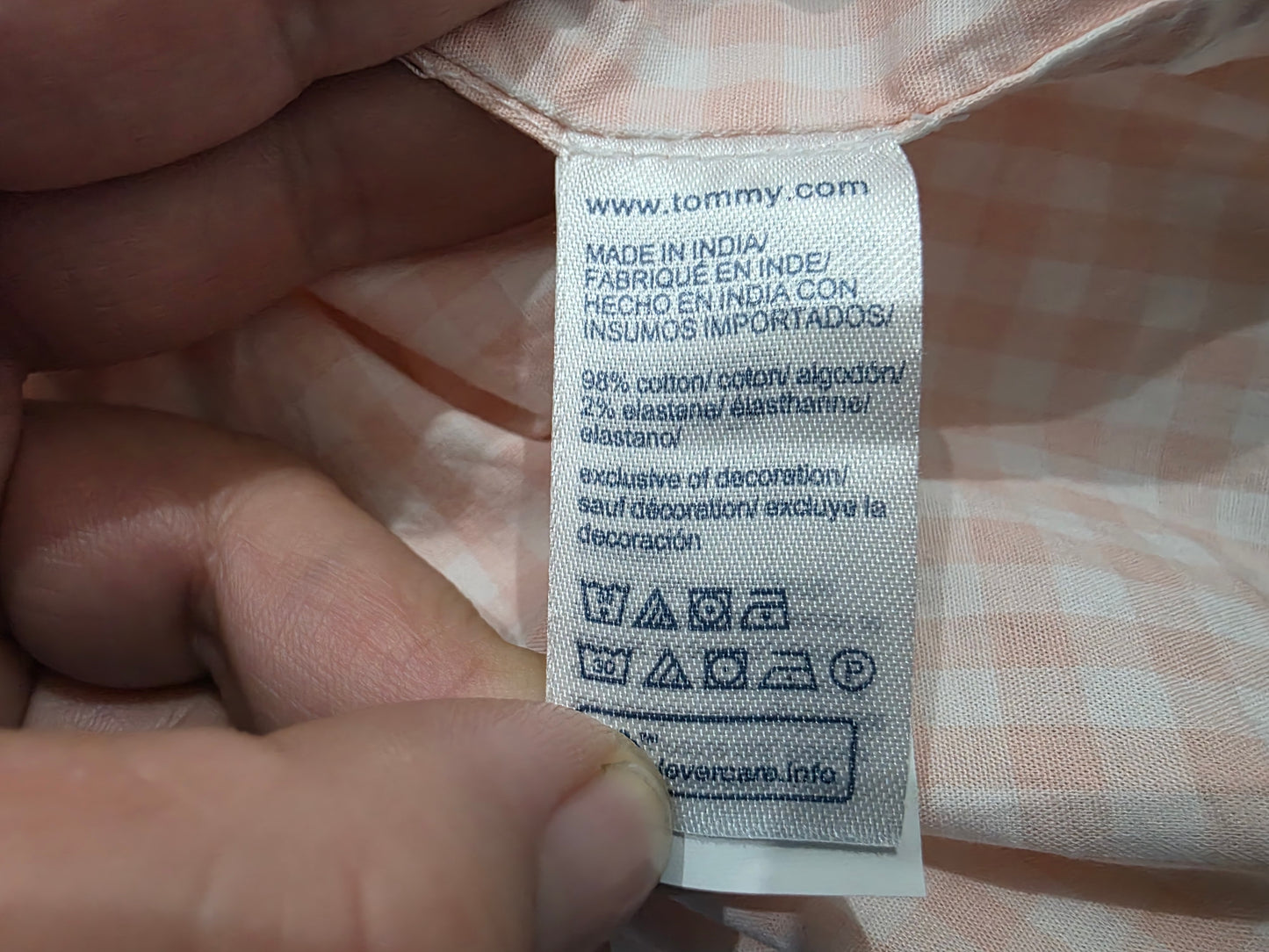Camisa Tommy Hilfiger Grande L Classic Fit cuadro rosa (NUEVO)