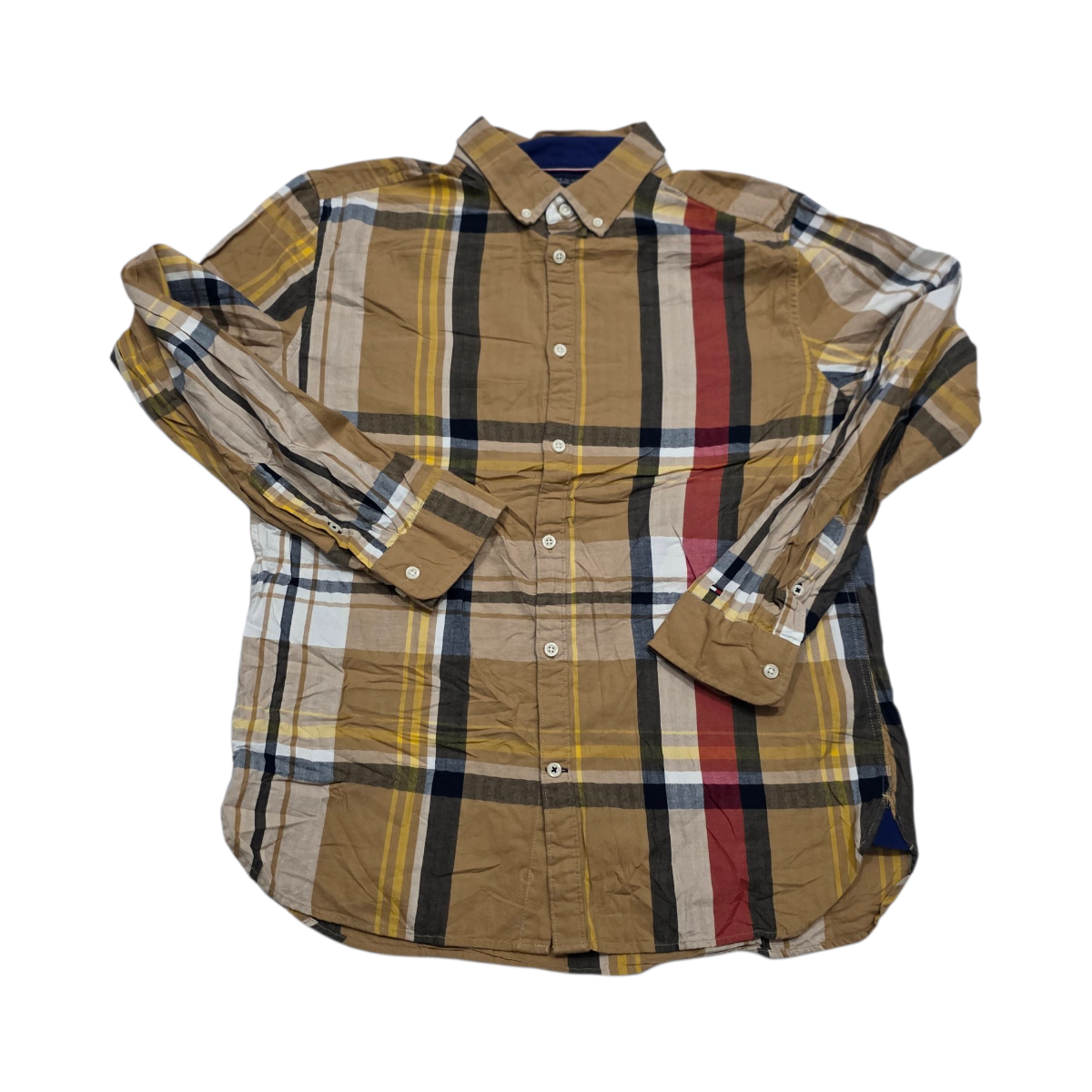 Camisa Tommy Hilfiger Grande L Slimfit Cuadro Cafe (Usado)