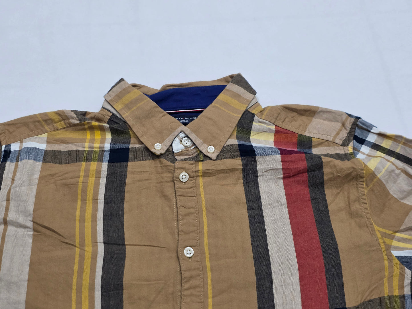 Camisa Tommy Hilfiger Grande L Slimfit Cuadro Cafe (Usado)