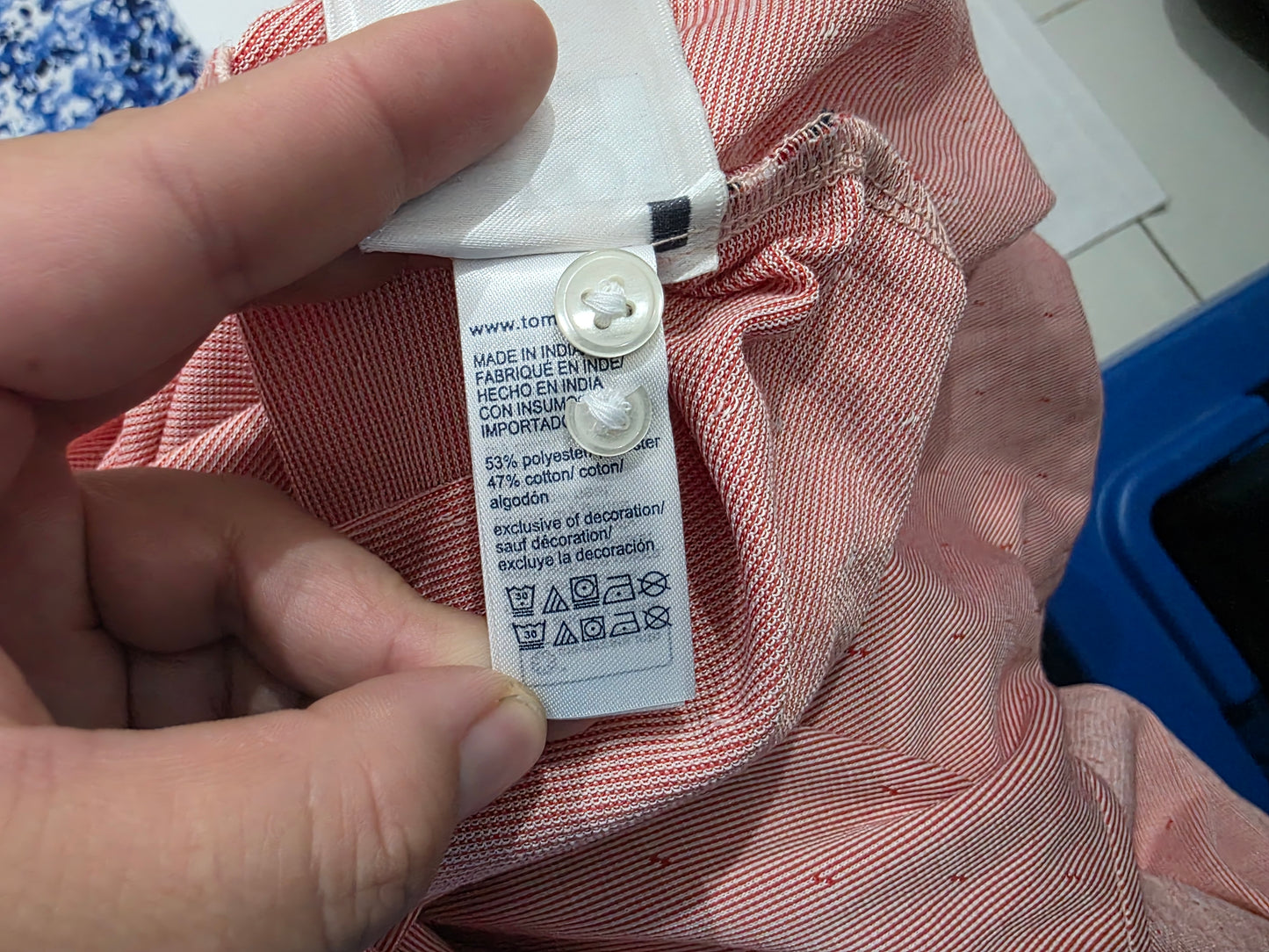 Camisa Tommy Hilfiger Xgrande Slimfit Rojo Y Blanco (Usado)
