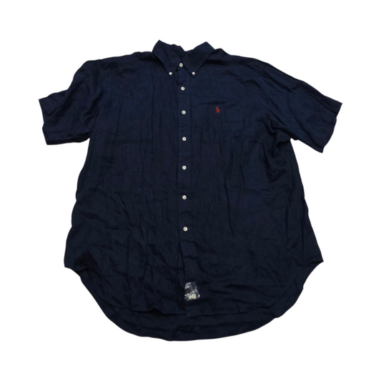 Camisa Manga Corta Ralph Lauren 2xl Classic Fit Azul Lino (NUEVO)