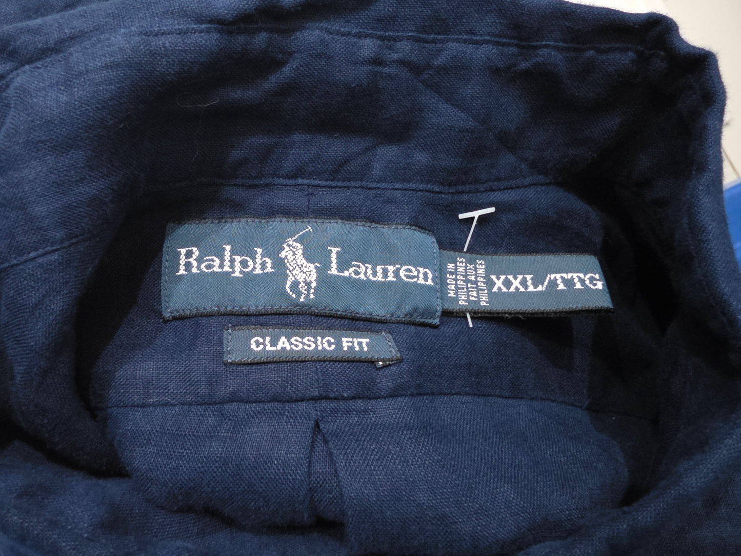 Camisa Manga Corta Ralph Lauren 2xl Classic Fit Azul Lino (NUEVO)