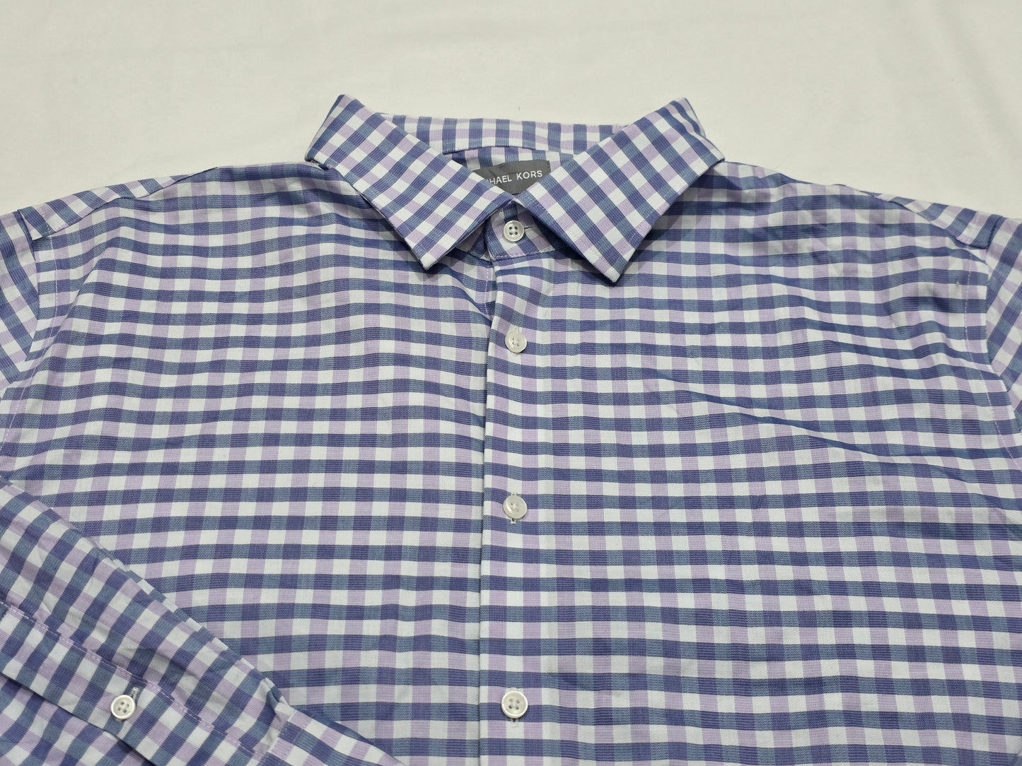 Camisa Michael Kors 2xl 18 1/2 34-35 Regular Fit Cuadro Azul (Usado)