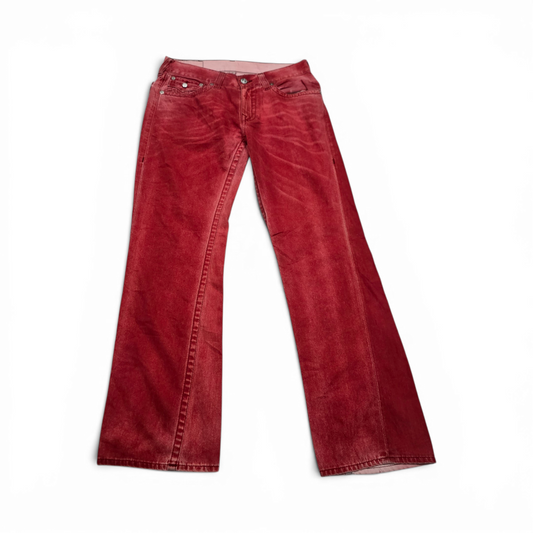Pantalon Recto Pana True Religion 33 Rojo (Usado)