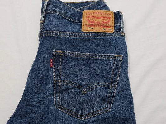 Pantalon Recto Levis 550 33x32 Azul Marino (Usado)