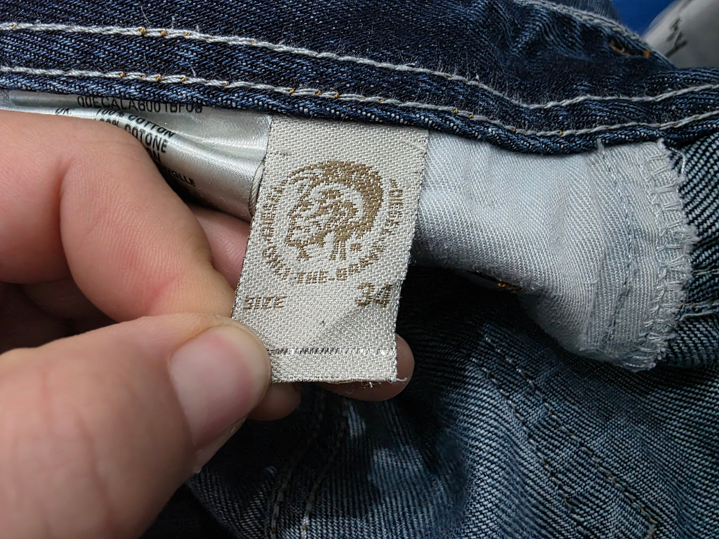 Pantalon Recto Diesel 34x32 Azul (Usado)