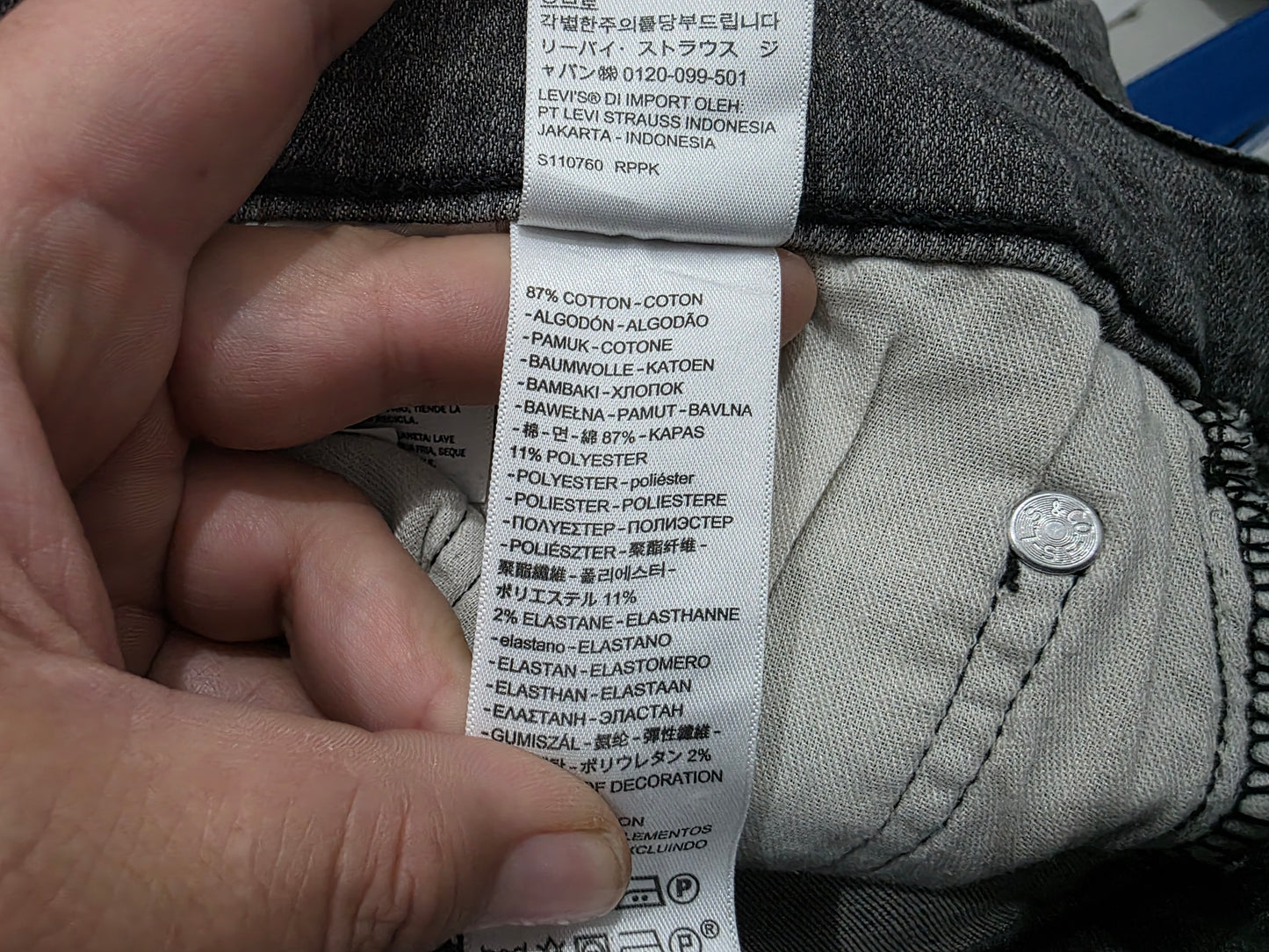Pantalon Slimfit Levis 510 34x30 Gris Deslavado (Usado)