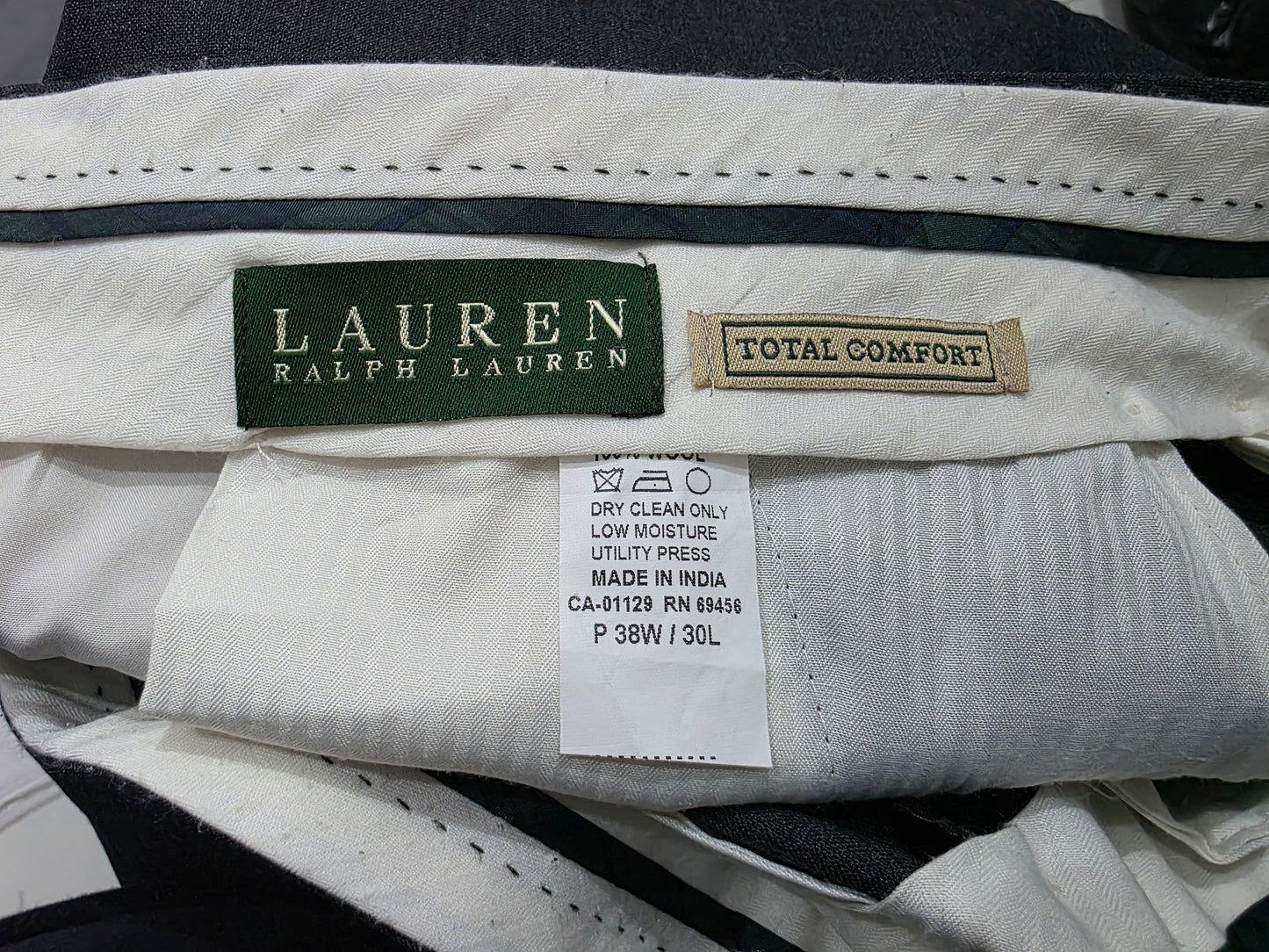 Pantalon Total Confort Recto Ralph Lauren 38x30 Gris (Usado)