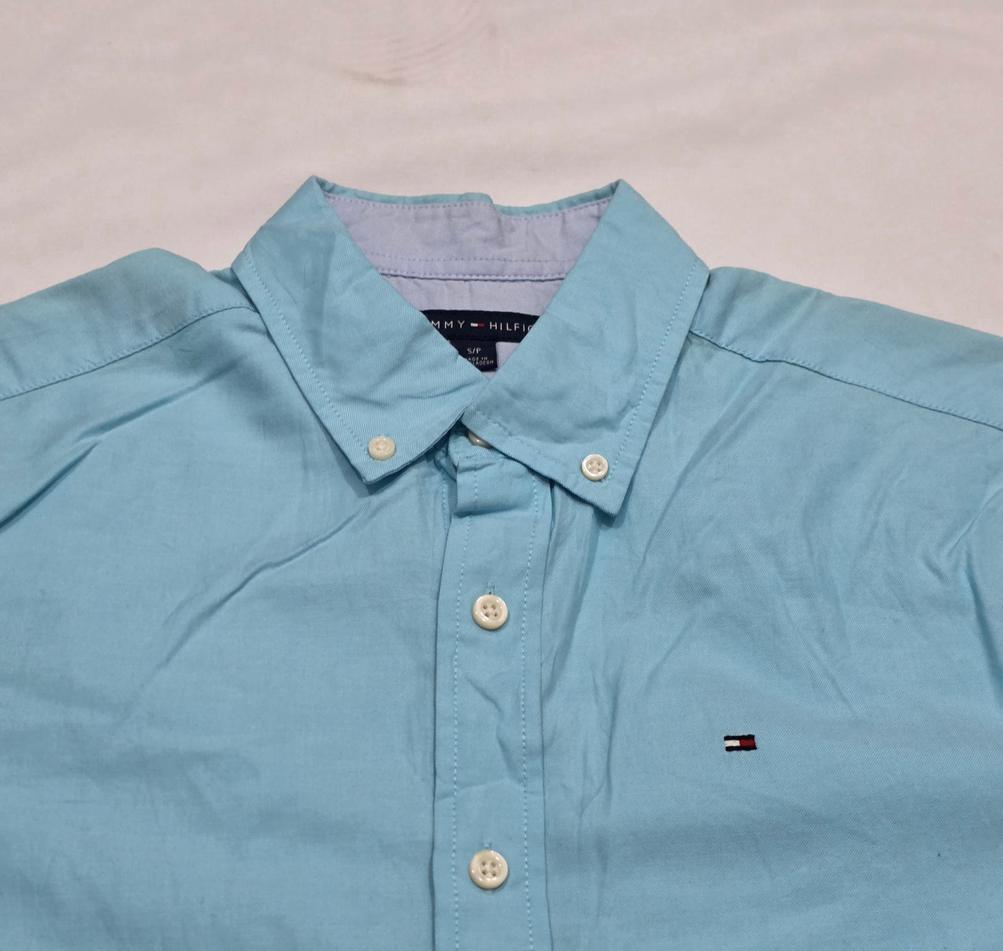 Camisa Manga Corta Tommy Hilfiger Chica S Azul Agua (Usado)