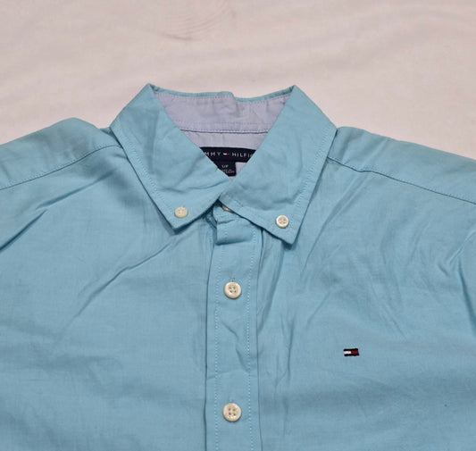 Camisa Manga Corta Tommy Hilfiger Chica S Azul Agua (Usado)