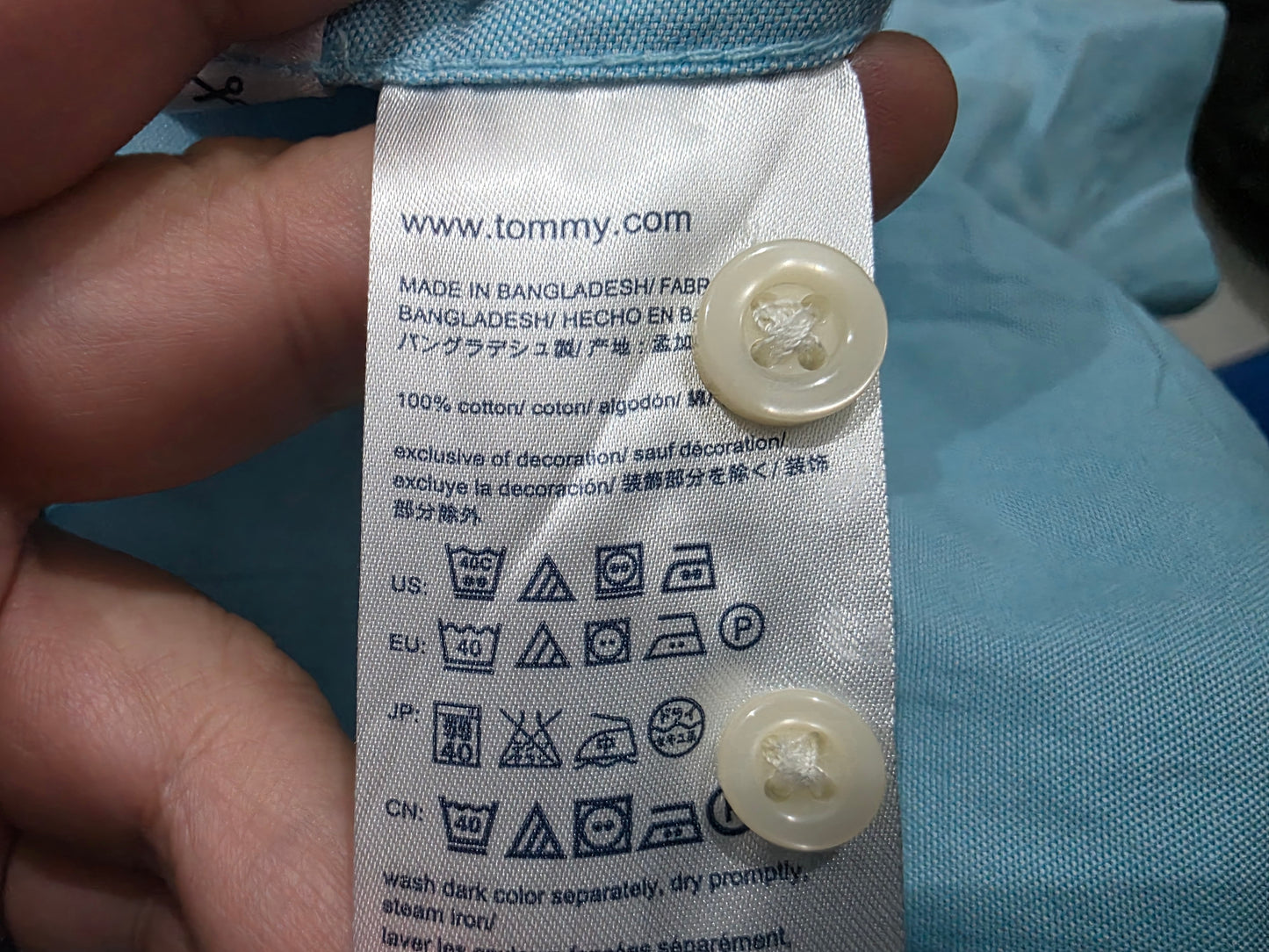 Camisa Manga Corta Tommy Hilfiger Chica S Azul Agua (Usado)