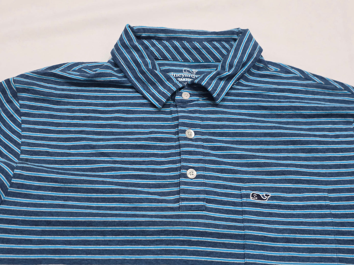 Playera Polo Vineyard Vines Mediana M Azul Lineas Azul Mediana