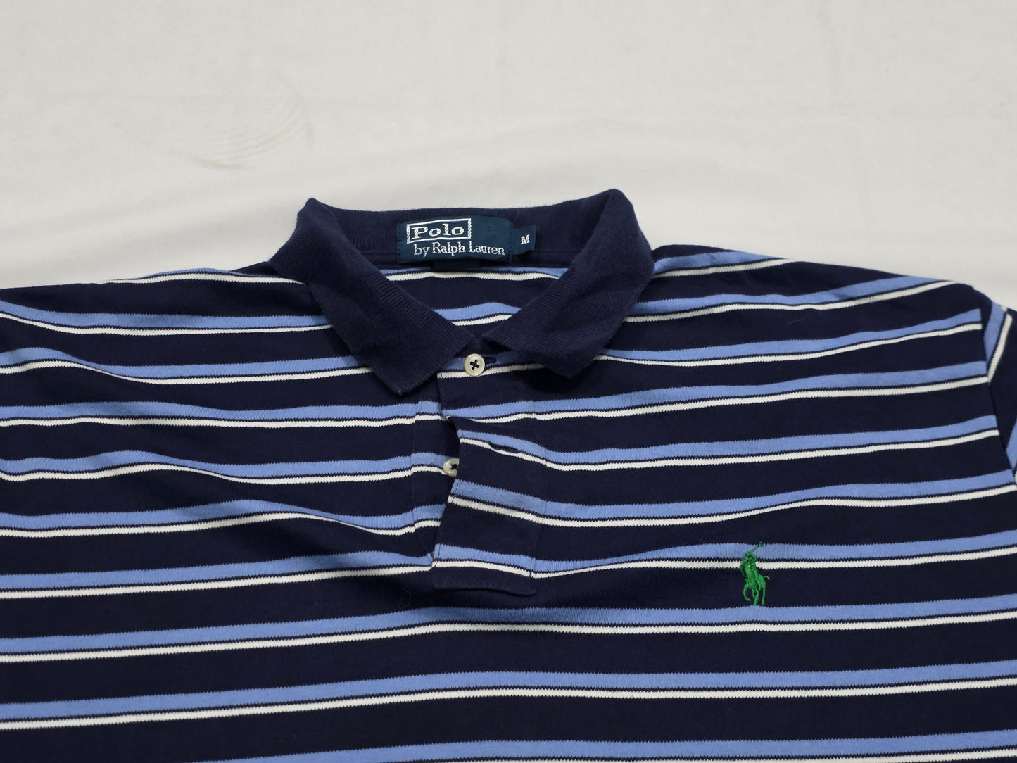 Playera Polo Ralph Lauren Mediana M Azul Lineas (Usado)
