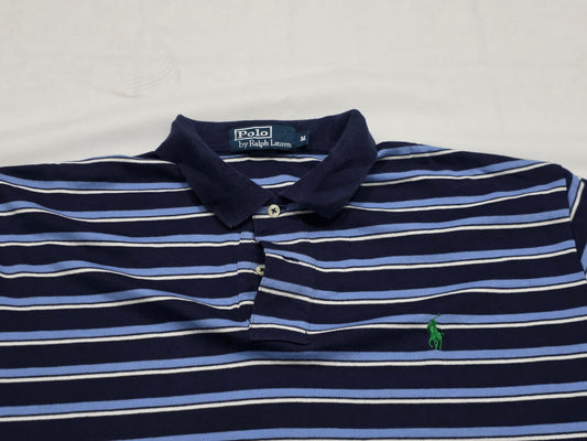 Playera Polo Ralph Lauren Mediana M Azul Lineas (Usado)