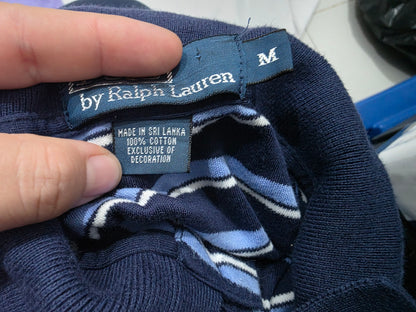 Playera Polo Ralph Lauren Mediana M Azul Lineas (Usado)