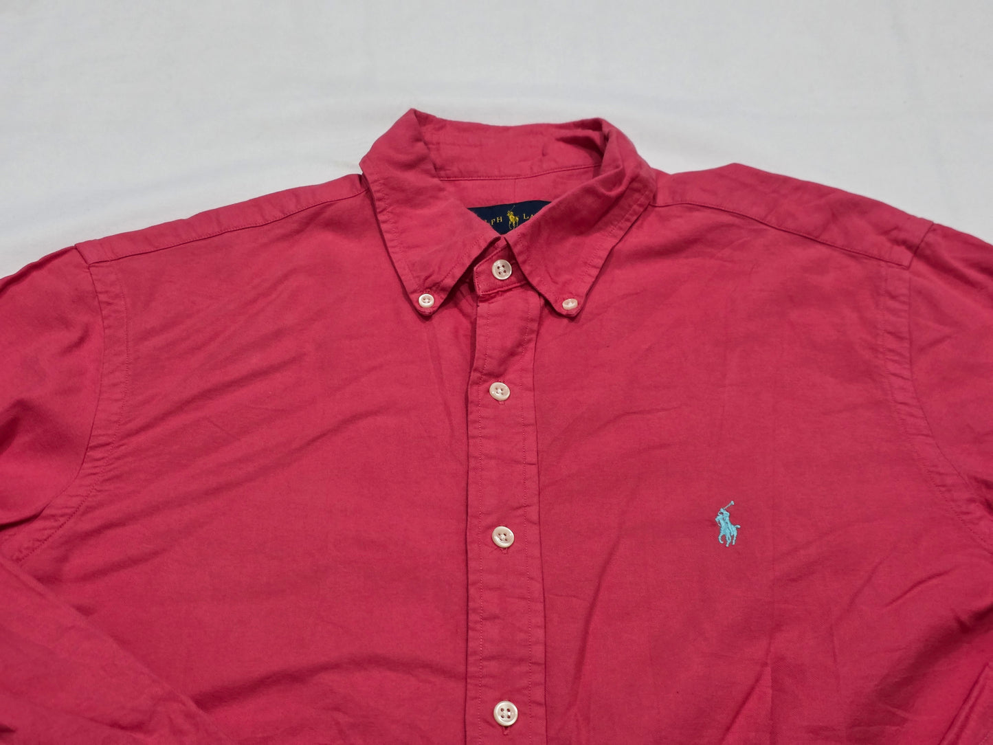Camisa Ralph Lauren Mediana M Magenta Pony Azul (Usado)