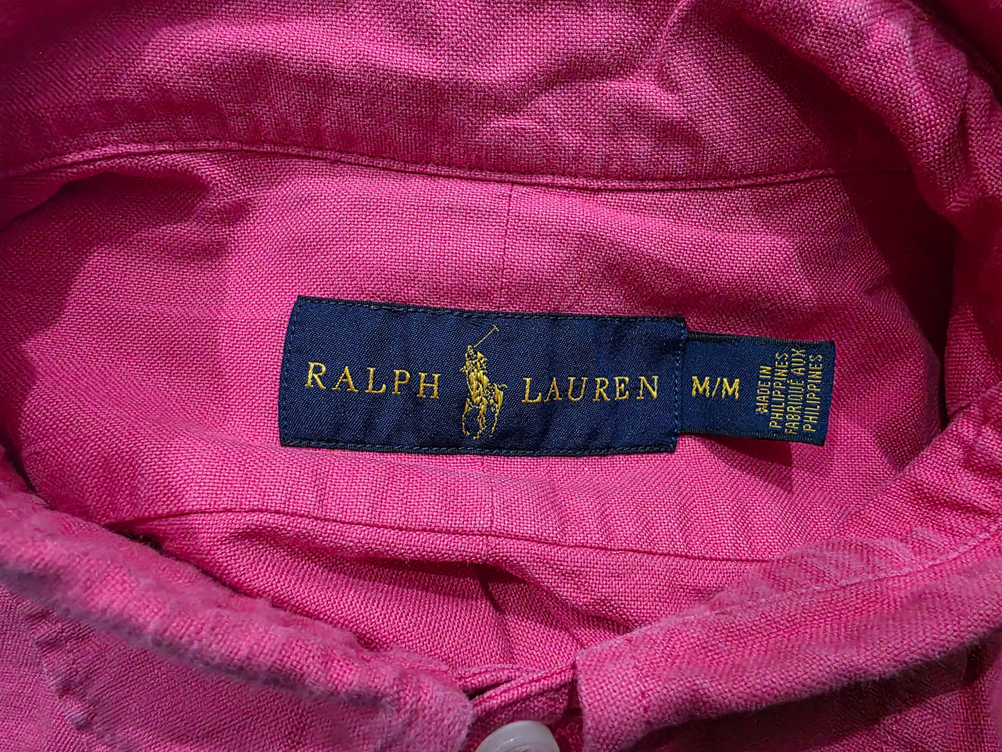 Camisa Ralph Lauren Mediana M Magenta Pony Azul (Usado)