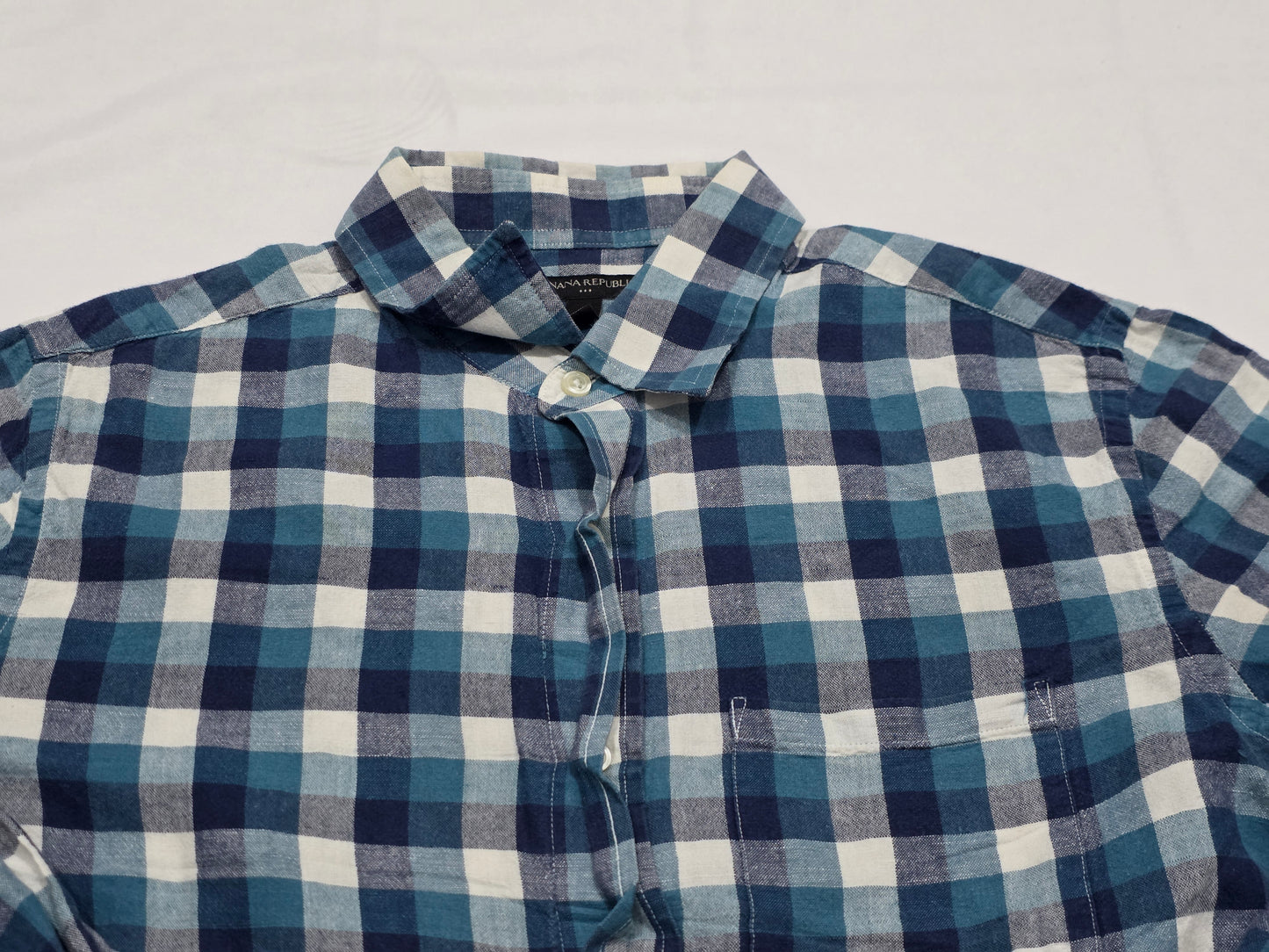 Camisa Banana Republic Mediana M Cuadro Azul Y Blanco (Usado)