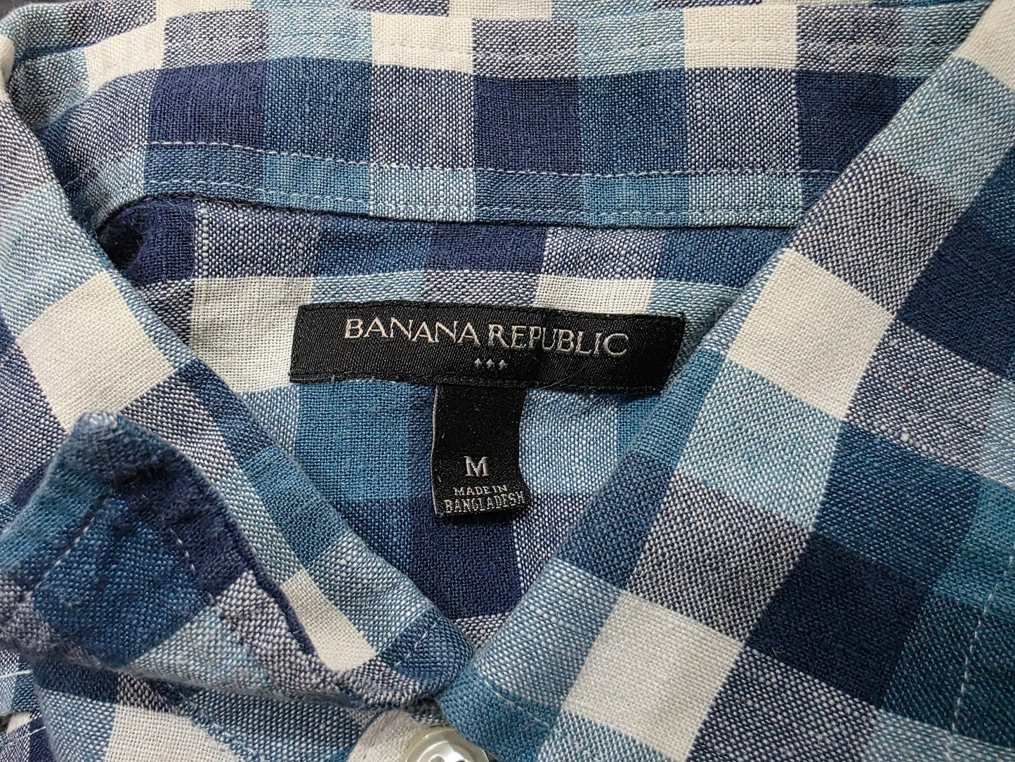 Camisa Banana Republic Mediana M Cuadro Azul Y Blanco (Usado)