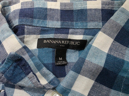 Camisa Banana Republic Mediana M Cuadro Azul Y Blanco (Usado)