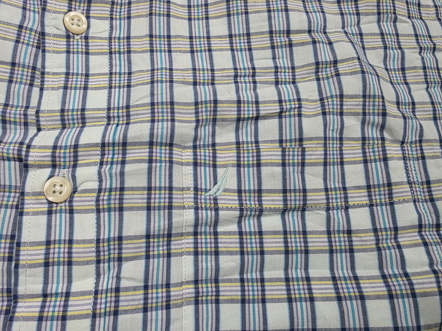 Camisa Nautica Mediana M Cuadro Blanco Azul (Usado)