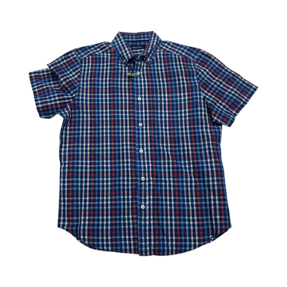 Camisa Manga Corta Nautica Mediana M Cuadro Azul (Usado)