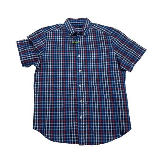Camisa Manga Corta Nautica Mediana M Cuadro Azul (Usado)