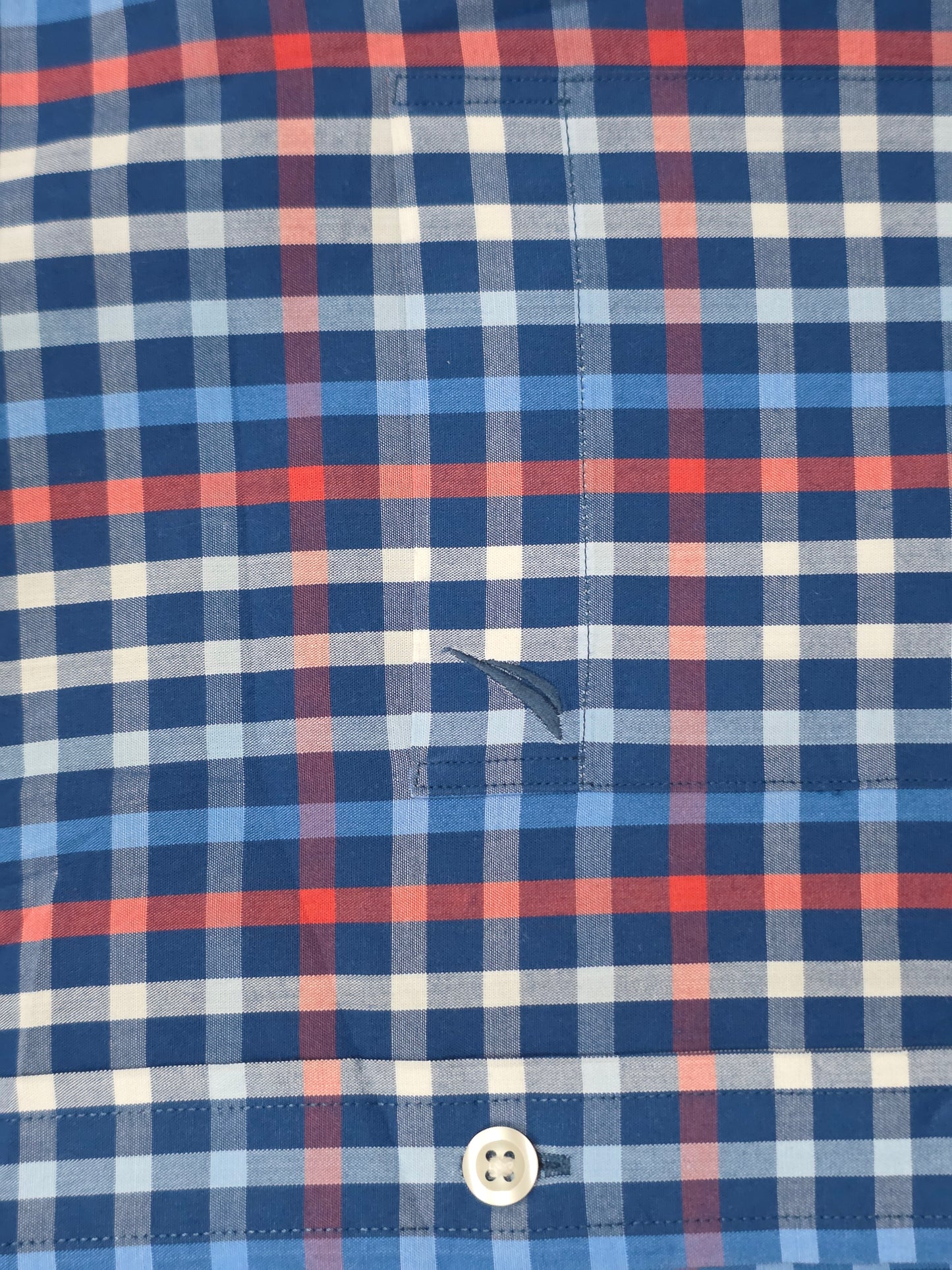 Camisa Manga Corta Nautica Mediana M Cuadro Azul (Usado)