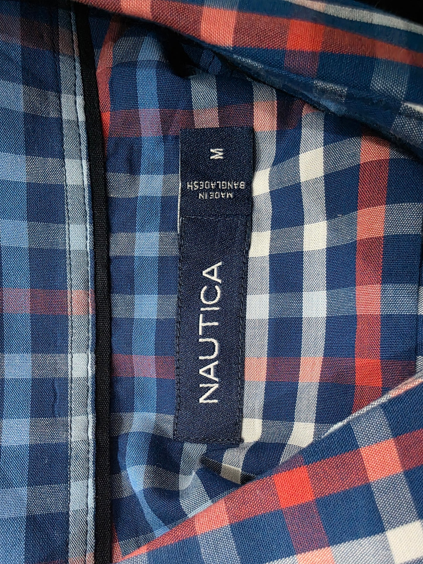 Camisa Manga Corta Nautica Mediana M Cuadro Azul (Usado)