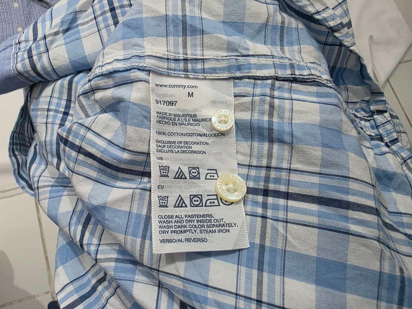 Camisa Manga Corta Tommy Hilfiger Mediana M Azul (Usado)