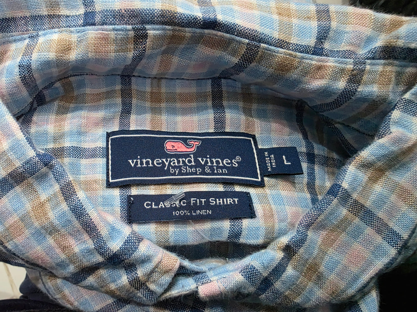Camisa Lino Vineyard Vines Grande L Azul Rosa (Usado)