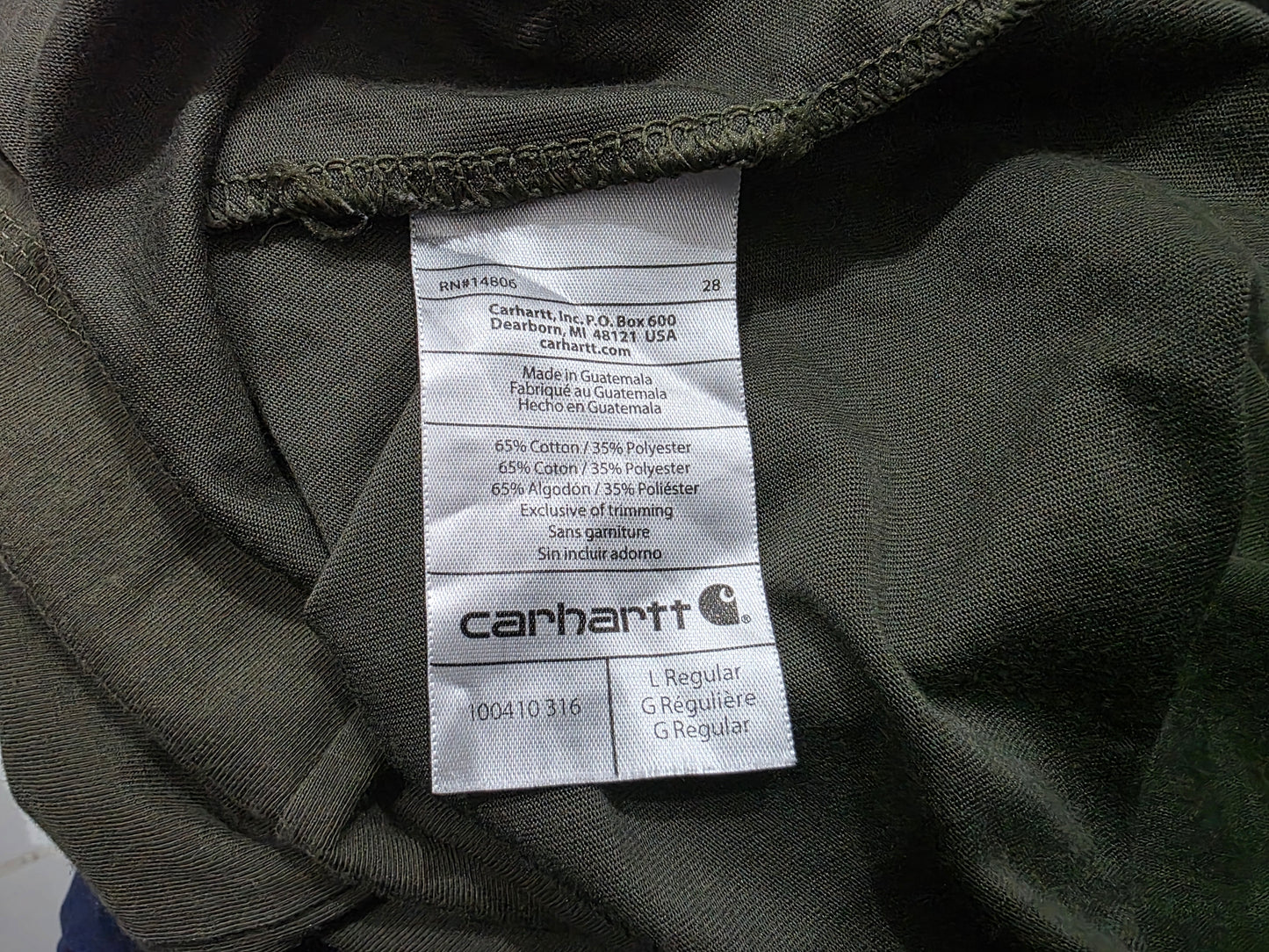 Playera Carhartt Grande L Verde (Usado)