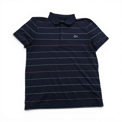 Playera Polo Sport Lacoste Grande L Azul Lineas (Usado)