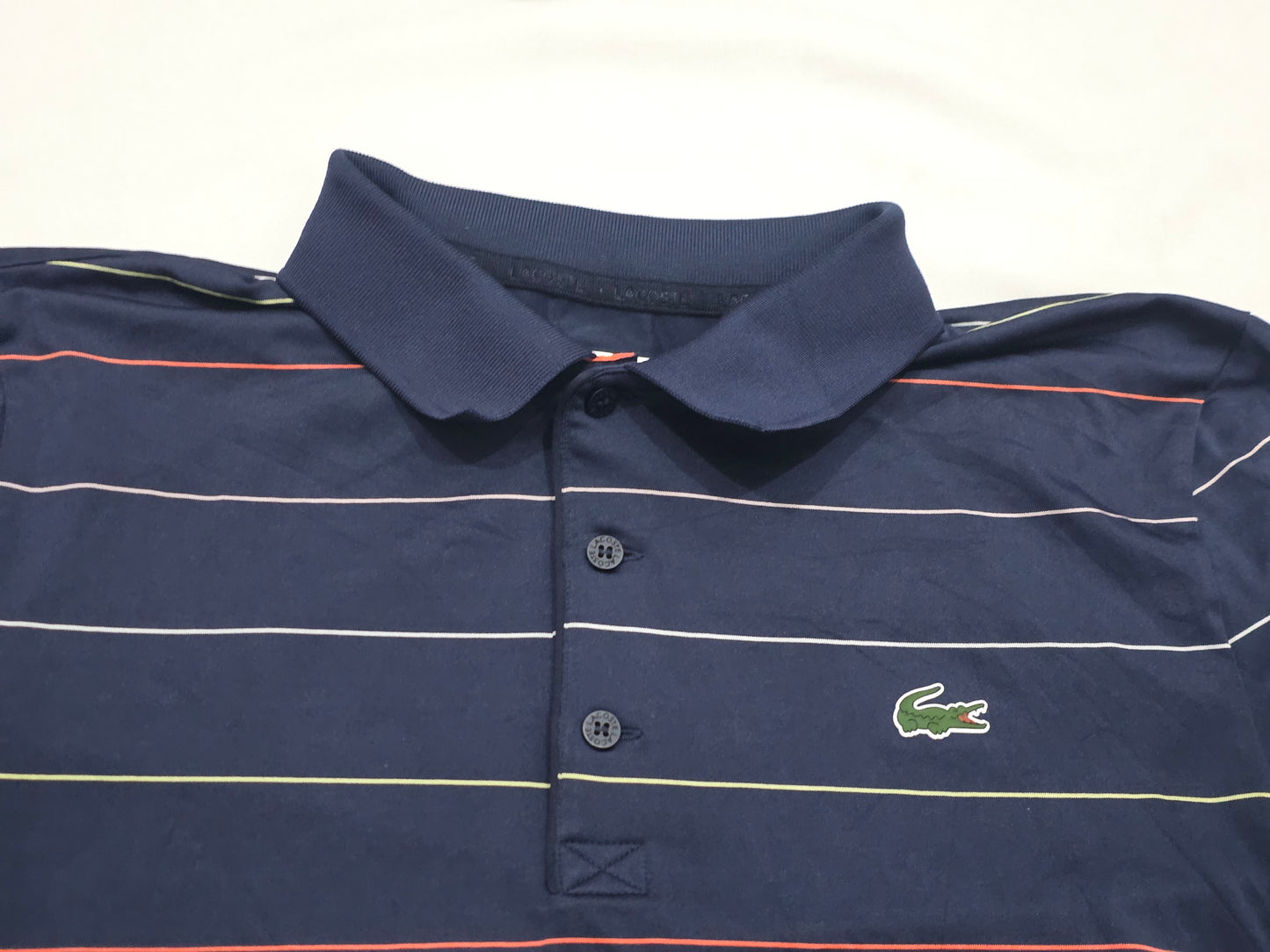 Playera Polo Sport Lacoste Grande L Azul Lineas (Usado)
