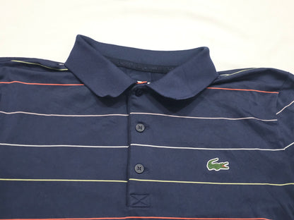 Playera Polo Sport Lacoste Grande L Azul Lineas (Usado)