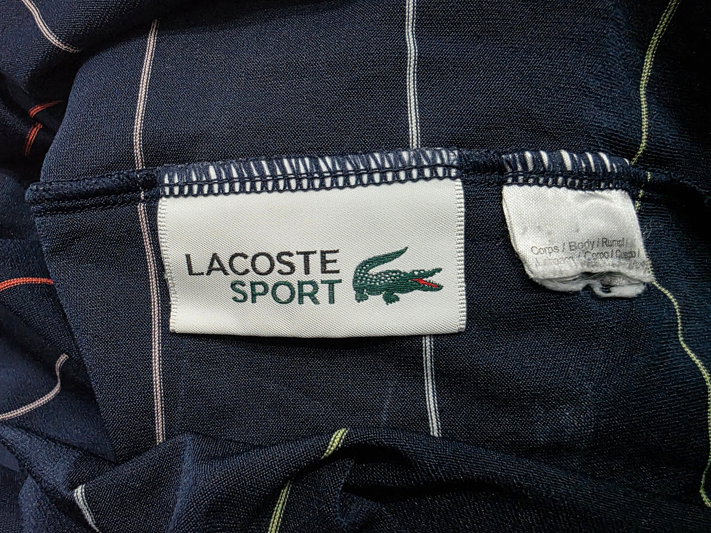 Playera Polo Sport Lacoste Grande L Azul Lineas (Usado)