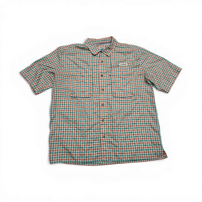 Camisa Magellan Grande L Cuadro Verde Naranja Manga Corta (Usado)