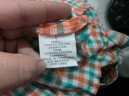 Camisa Magellan Grande L Cuadro Verde Naranja Manga Corta (Usado)