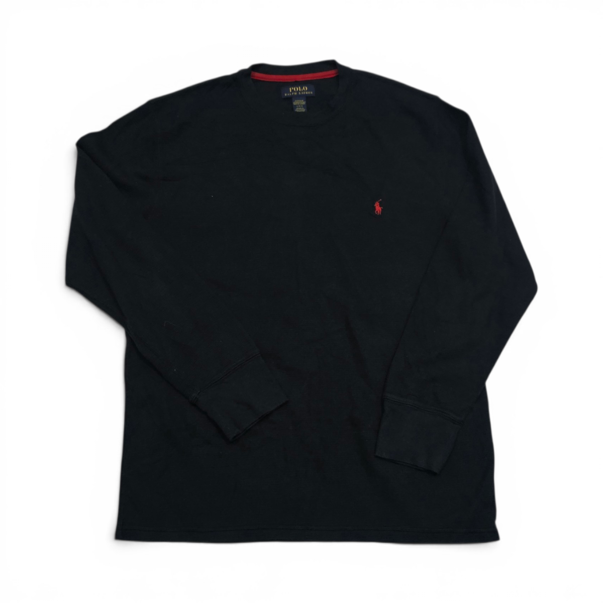 Playera Manga Larga Ralph Lauren Grande L Negro Pony Rojo (Usado)