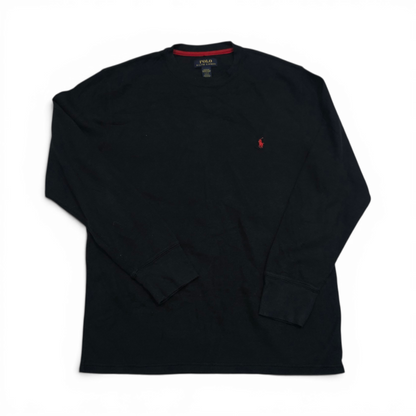 Playera Manga Larga Ralph Lauren Grande L Negro Pony Rojo (Usado)