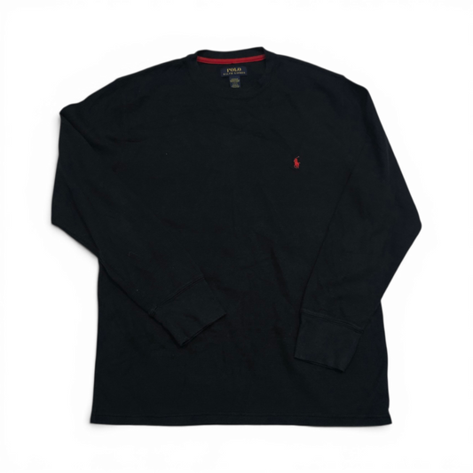 Playera Manga Larga Ralph Lauren Grande L Negro Pony Rojo (Usado)