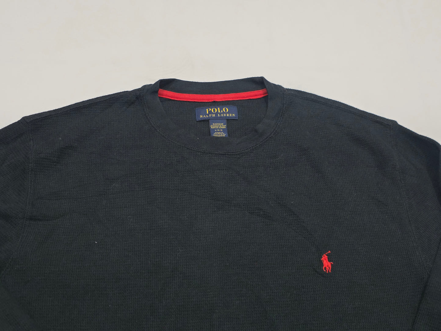 Playera Manga Larga Ralph Lauren Grande L Negro Pony Rojo (Usado)