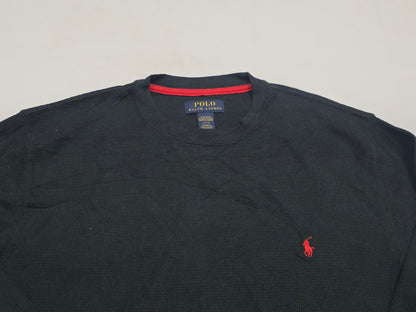 Playera Manga Larga Ralph Lauren Grande L Negro Pony Rojo (Usado)