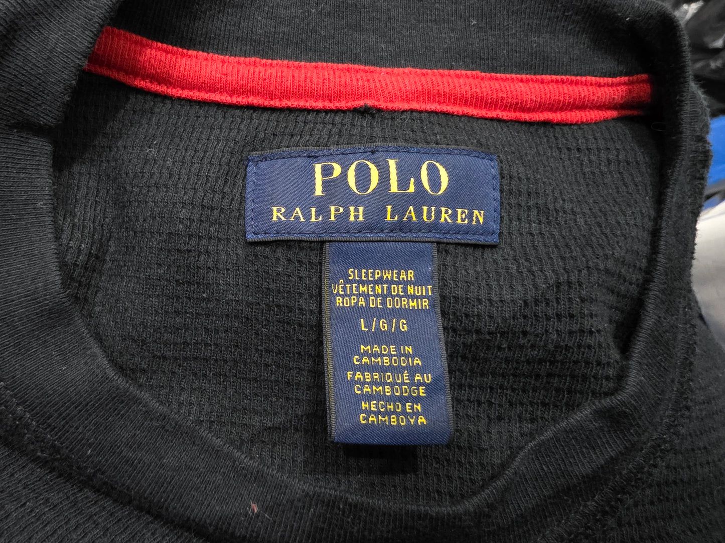 Playera Manga Larga Ralph Lauren Grande L Negro Pony Rojo (Usado)