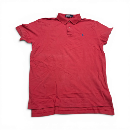 Playera Polo Ralph Lauren Grande L Coral Rojizo Pony Azul (Usado)