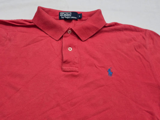 Playera Polo Ralph Lauren Grande L Coral Rojizo Pony Azul (Usado)