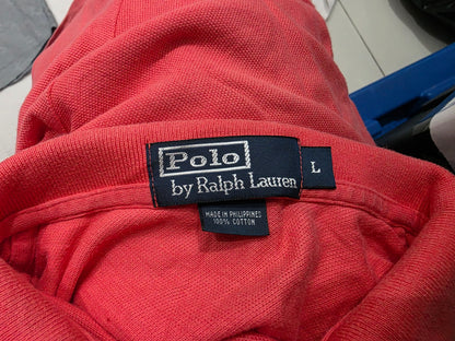 Playera Polo Ralph Lauren Grande L Coral Rojizo Pony Azul (Usado)