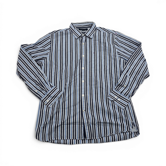 Camisa Tommy Hilfiger Grande L Custom Fit Azul Lineas (Usado)