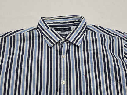 Camisa Tommy Hilfiger Grande L Custom Fit Azul Lineas (Usado)